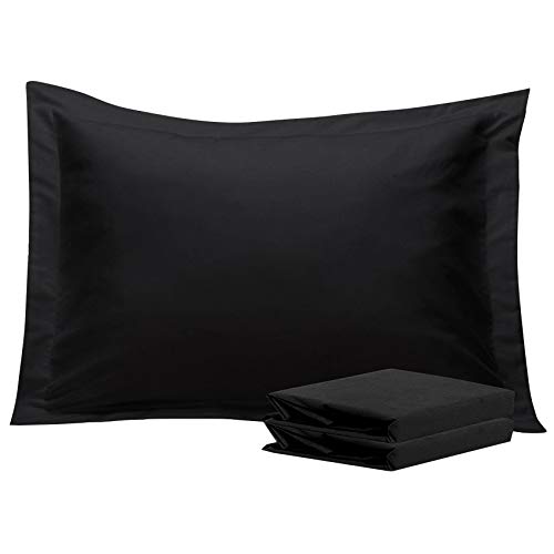 Book Cover NTBAY Standard Pillow Shams, Set of 2, 100% Brushed Microfiber, Soft and Cozy, Wrinkle, Fade, Stain Resistant (Black, Standard)