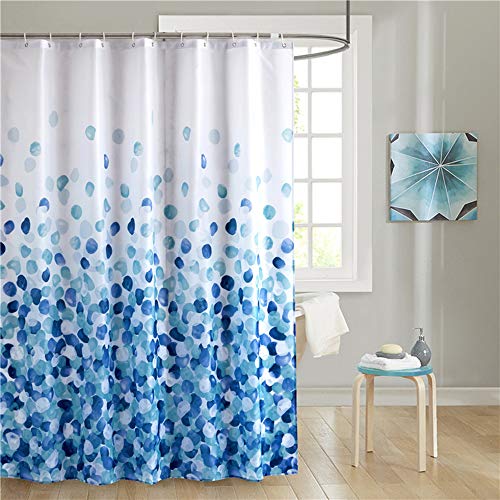 Book Cover Uphome Fabric Shower Curtain, Blue Pebble Stone Rocks on White Bathroom Cloth Shower Curtain Set with Hooks, Heavy Duty Waterproof, 60x72