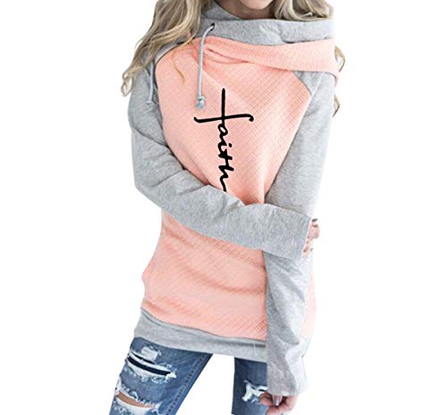 AELSON Women's Casual Patchwork Hoodies Long Sleeve Lightweight Pullover Tops Sweatshirts with Pocket