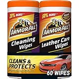 Armor All Car Cleaning Wipes and Leather Wipes, Use on Car Interior, Truck Interior and Motorcycle Interior, 30 Count Each, 2 Pack