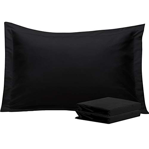 Book Cover NTBAY Queen Pillow Shams, Set of 2, 100% Brushed Microfiber, Soft and Cozy, Wrinkle, Fade, Stain Resistant (Black, Queen)