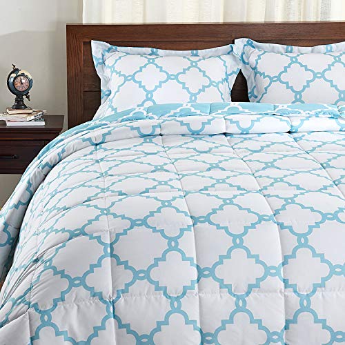 Book Cover Basic Beyond Down Alternative Comforter Set (Queen, Teal) - Reversible Bed Comforter with 2 Pillow Shams for All Seasons
