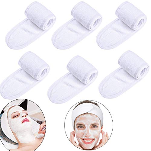 Book Cover VintageBee 6 PACK Spa Facial Headband Whaline Head Wrap Terry Cloth Headband Stretch Towel with Magic Tape for Make Up,Bath, Shower and Sport