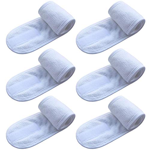 VintageBee 6 PACK Spa Facial Headband Whaline Head Wrap Terry Cloth Headband Stretch Towel with Magic Tape for Make Up,Bath, Shower and Sport