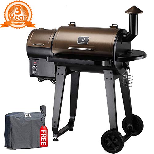 Z Grills ZPG-450A 2019 Upgrade Model Wood Pellet Grill & Smoker, 6 in 1 BBQ Grill Auto Temperature Control, 450 sq Inch Deal, Bronze & Black Cover Included