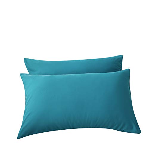 LS Pillowcases Queen 2 Pieces Brushed Microfiber 1800 Plush Experience Machine Washable Teal