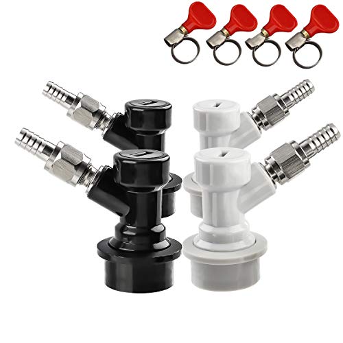 Jansamn Disconnect MFL 1/4 Thread, Ball Lock Keg Fittings, with Hos Couplers, 4 PCS, Gray