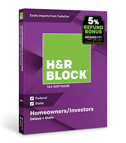 Book Cover [OLD VERSION] H&R Block Tax Software Deluxe + State 2018 [PC/Mac Disc]