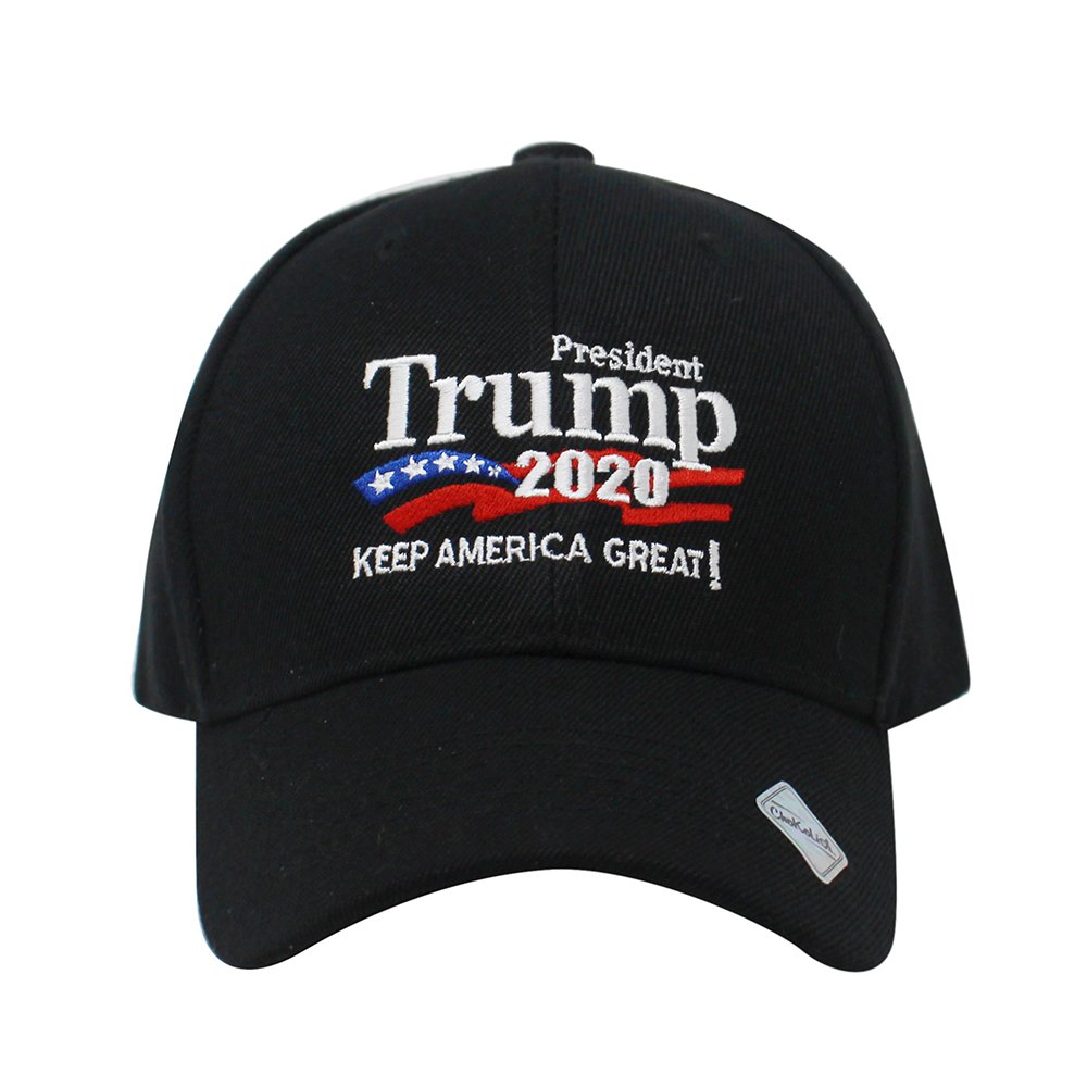 Trump 2020 Keep America Great Campaign Embroidered US Hat Baseball Ball Cap Hook and Loop Back Closure (PV101 Black)