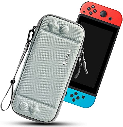 Ultra Slim Carrying Case Fit for Nintendo Switch, tomtoc Original Patent Portable Hard Shell Travel Case Pouch Protective Cover, 10 Game Cartridges, Military Level Protection, Sage