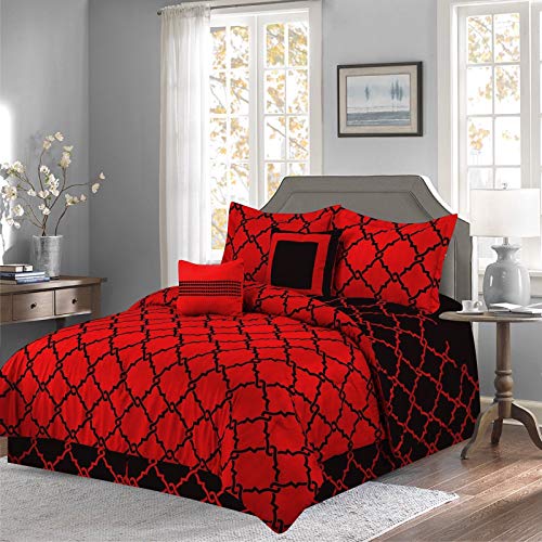 Book Cover Empire Home Annissa Collection Luxurious 10-Piece Geometric Soft Comforter Set & Bed Sheets Limited-Time Sale!! (Red Geo, Queen Size)