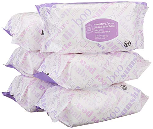Amazon Elements Baby Wipes, Sensitive, 480 Count, Flip-Top Packs