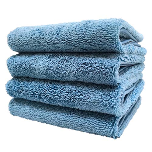Book Cover Polyte Premium Quick Dry Lint Free Microfiber Hand Towel, 16 x 30 in, Set of 4 (Blue)