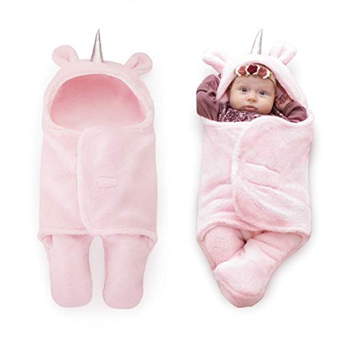 Upsimples Newborn Baby Girl Blanket Soft Plush Sleeping Sack Unicorn Baby Swaddle Blanket Baby Girl Clothes Receiving Blankets for Girls 0-6 Months-Unique Baby Shower Gifts for Girls