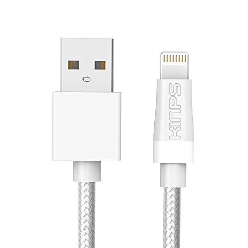 KINPS Apple MFi Certified 10FT/3M Lightning to USB Cable Nylon Braided iPhone Charger Cord Super Long for iPhone Xs/XS Max/XR/X/8/8 Plus/7/7 Plus/6S/6S Plus/6/6 Plus/SE, iPad (White)