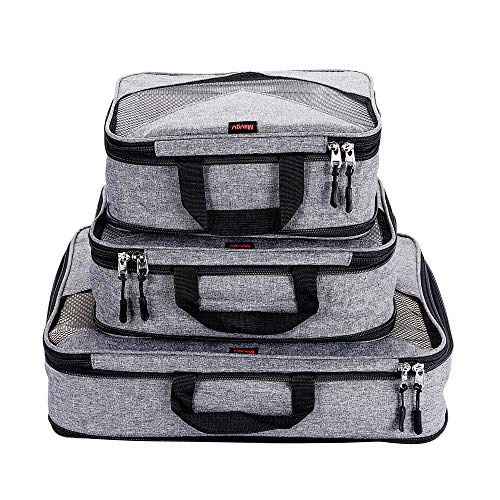 Compression Packing Cubes Travel Luggage Suitcase Organizer 3 Set (grey, One_Size)