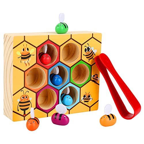 Book Cover Kunmark Toddler Bee Hive Preschool Wooden Toys,Bee Toy, Toddlers for Baby Early Educational Toddler Montessori Game Motor Skills Toy