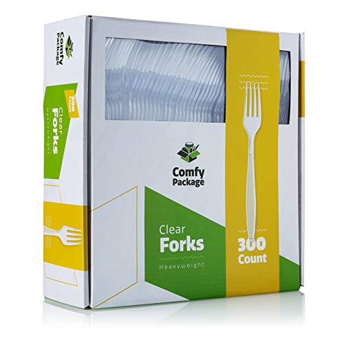 Book Cover [300 Pack] Heavyweight Disposable Clear Plastic Forks