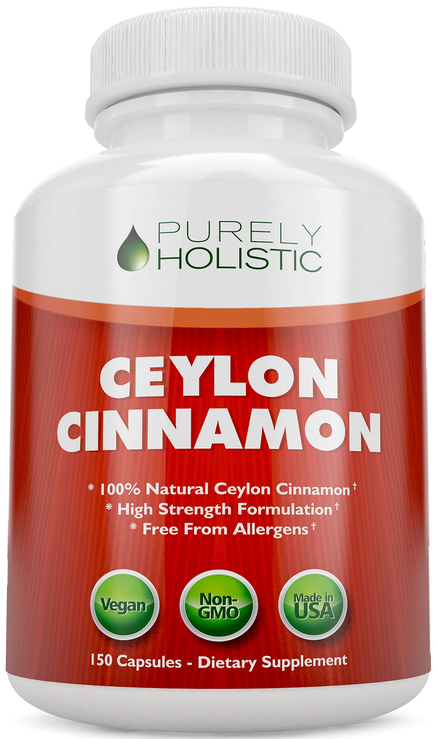 Book Cover Purely Holistic Ceylon Cinnamon Capsules 1500mg 150 Cinnamon Capsules Vegetarian & Vegan - 75 Day Supply (25% More) True Sri Lanka Ceylon Cinnamon Supplement