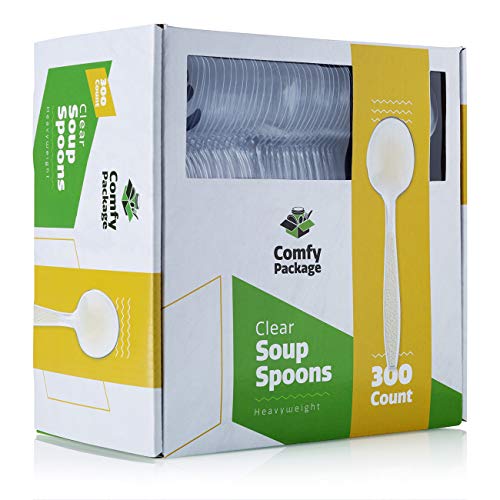 Book Cover [300 Pack] Heavyweight Disposable Clear Plastic Soup Spoons