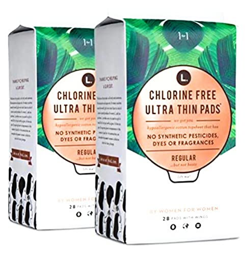 L. Organic Cotton & Chlorine-Free Pads, Regular Absorbency with Ultra Thin Design, 56 Count