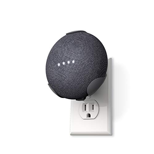 360 Electrical 360579 PowerClip Outlet Mount for Google Home Mini - Google Plug-in Bracket Stand Holder Case, for Kitchen, Bathroom, Bedroom, Living Room, Office, Charcoal