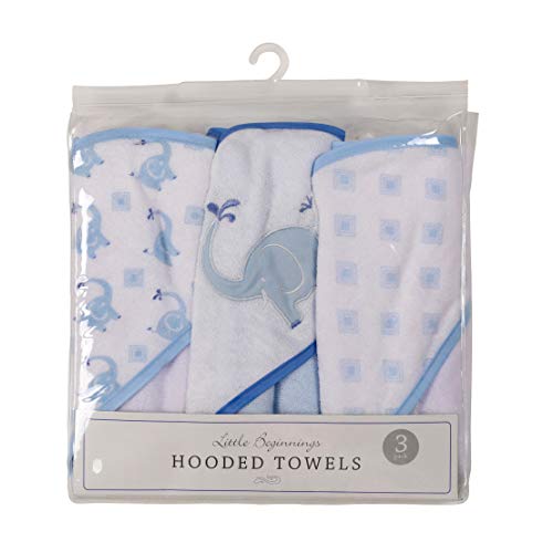Book Cover Buttons and Stitches 3 Piece Infant Hooded Towel in PVC Packaging, Elephant