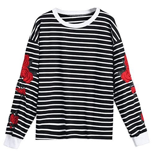 STORTO Women Stripe Hoodie Sweatshirt Casual Long Sleeve Crop Jumper Drawstring Pullover Tops