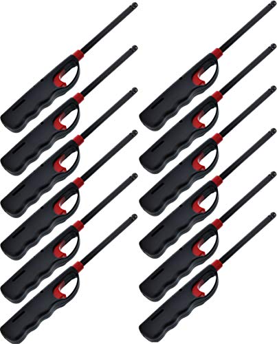 12 Pack - VIP Home Essentials Fuel Included Handi Flame BBQ Grill Click Flame Stick Lighter Refillable Candle Fireplace Kitchen Stove Wind Resitent Long Stem