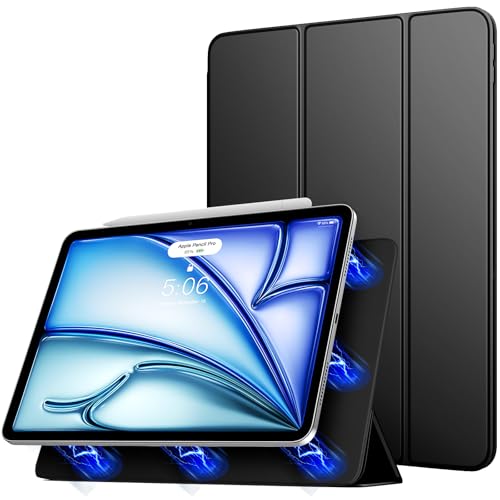 TiMOVO Magnetic Case for iPad Air 11 Inch (M4/M3/M2-2026/2025/2024), iPad Air 5th/4th Generation Case (2022/2020) 10.9 Inch, Smart Folio Magnetic Trifold Stand Cover, Auto Wake/Sleep, Black