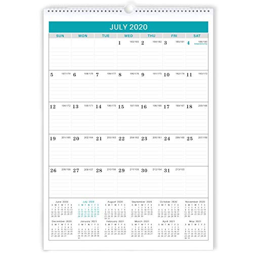 Book Cover 2020-2021 Calendar - 18 Months Wall Calendar 2020-2021 with Julian Date, 12