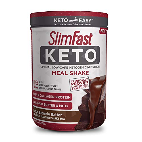 Book Cover SlimFast Keto Meal Replacement Powder, Fudge Brownie Batter, Low Carb with Whey & Collagen Protein, 10 Servings