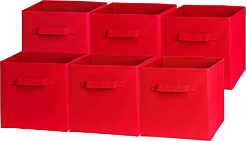 Book Cover 6 Pack - SimpleHouseware Foldable Cube Storage Bin, Red