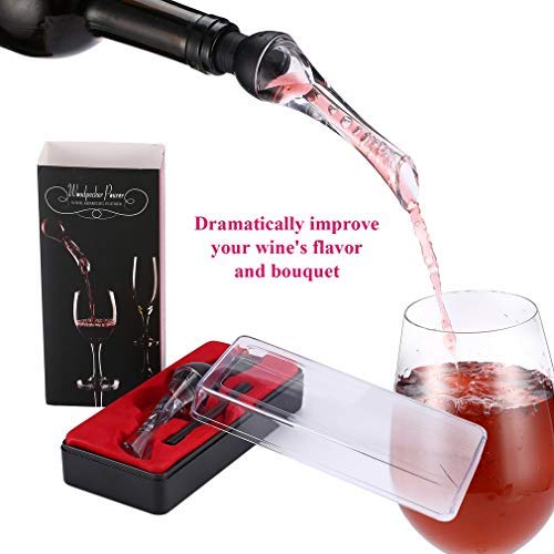 Book Cover Wine Aerator Pourer - ELEPAWL Premium Aerating Pourer and Decanter Spout (Black)