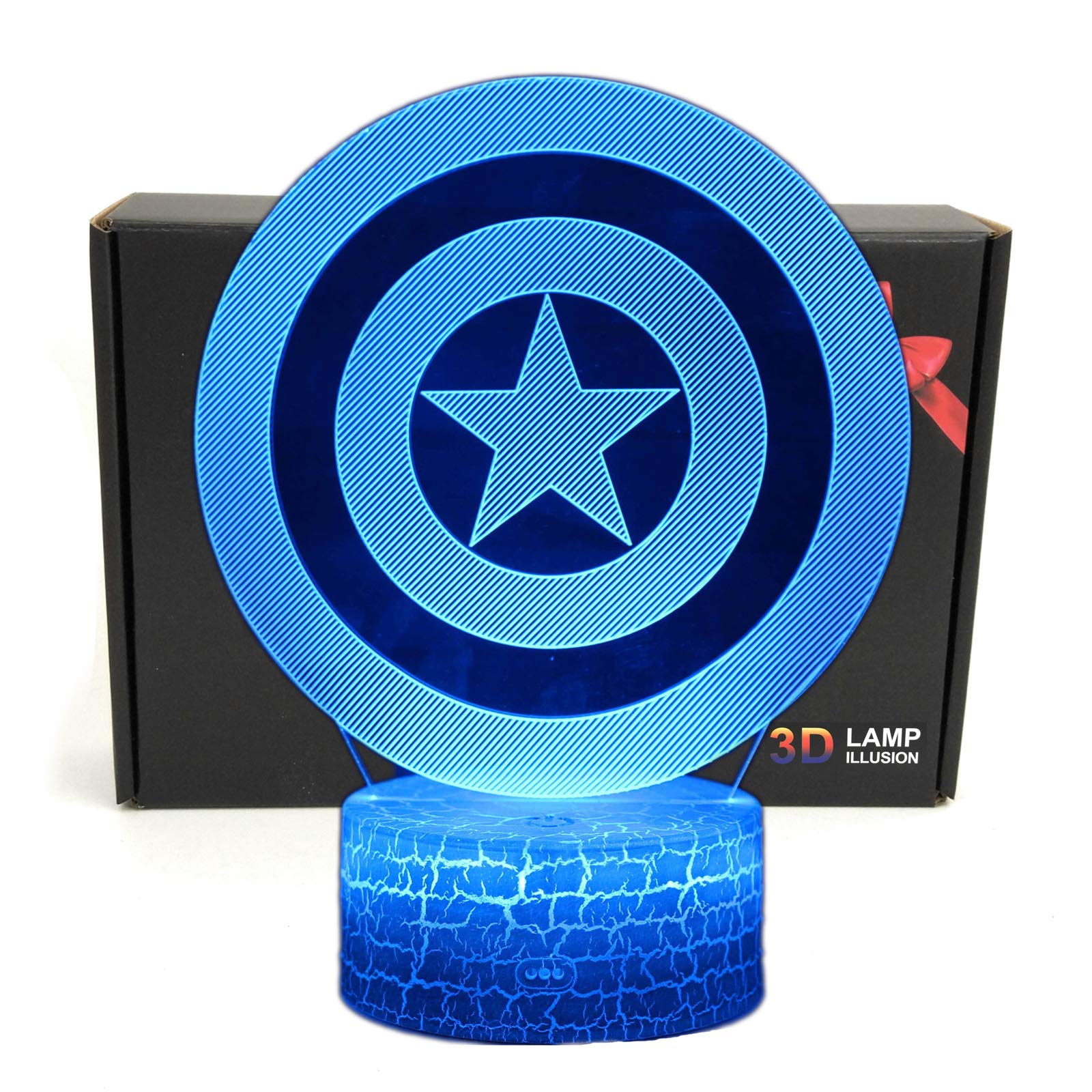 Book Cover LED Superhero 3D Optical Illusion Smart 7 Colors Captain Night Light Table Lamp for Gifts with USB Power Cable