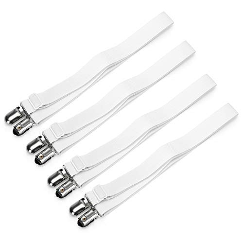 FLSLHS Extend 21.2" to 86.6" Adjustable 4-Piece Under Sofa, Mattress, Bed Sheet Fitted Fastener, Suitable for All Square Mattresses(White)
