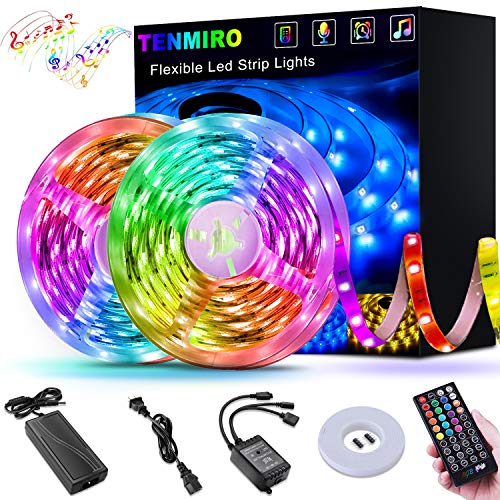 Book Cover Led Strip Lights, Tenmiro 32.8ft Sync to Music Color Changing Strips,40key IR Remote Controller, DC12V5A 300 Unit SMD 5050 LED,Non-Waterproof,Decoration for Living Room Bedroom Bar,Party Lighting