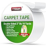 YYXLIFE Double Sided Carpet Tape for Area Rugs Carpet Adhesive Removable Multi-Purpose Rug Tape Cloth for Hardwood Floors, Outdoor Rugs, Carpets Heavy Duty Sticky Tape, 2 Inch x 10 Yards, White