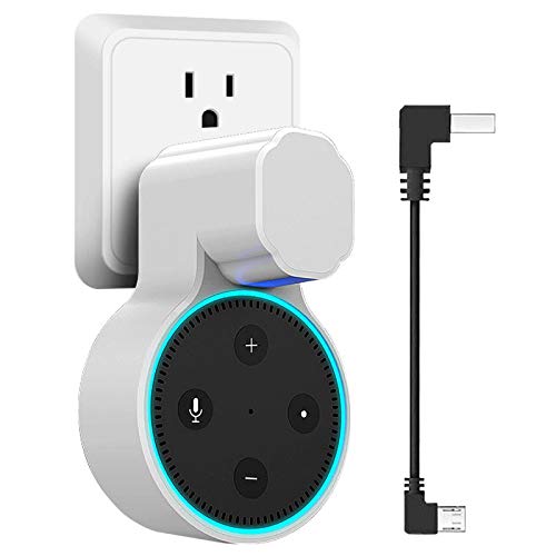 NIAFEYA Outlet Wall Mount Hanger Stand for Echo Dot 2nd Generation, Without Messy Wires or Screws, Space Saving Accessories for Smart Home (White)