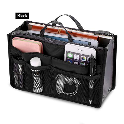 Book Cover Kikole Handbag Organizer Multi-Pocket Travel Cosmetic Makeup Purse Insert Liner Pouch Organizer Bag in Bag