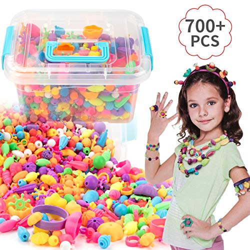 EXTSUD Pop Beads Set 700PCS+ DIY Jewelry Set BPA Free Making Necklace, Bracelet, Hairband and Ring Pop Snap Beads Set Creativity DIY Bead for Kids Girls Toddlers