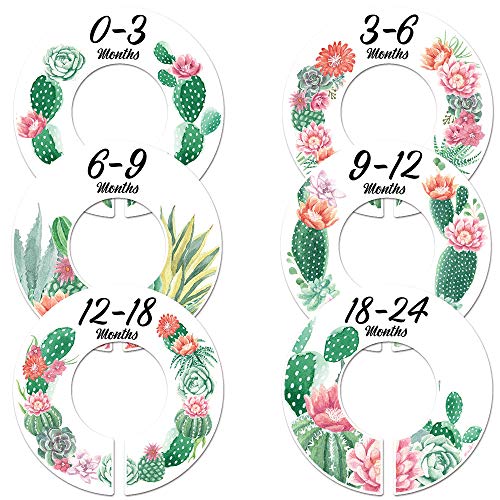 Cactus Baby Closet Size Dividers Nursery Set of 6 (1.25 Inch Rod)
