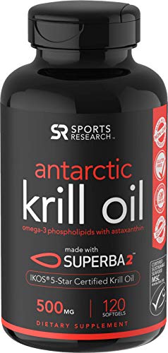 Book Cover Antarctic Krill Oil (500mg) with Omega-3s EPA, DHA and Astaxanthin (120 Mini-Softgels)