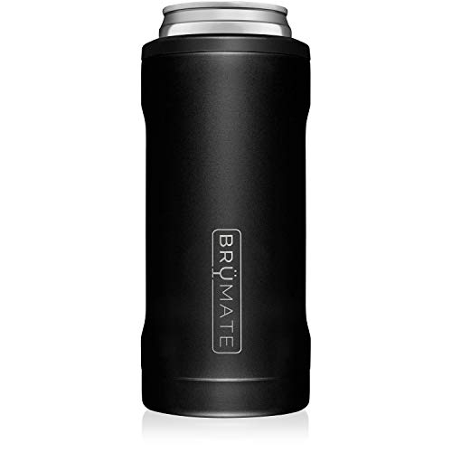 Book Cover BrüMate Hopsulator Slim Double-walled Stainless Steel Insulated Can Cooler for 12 Oz Slim Cans (Matte Black)