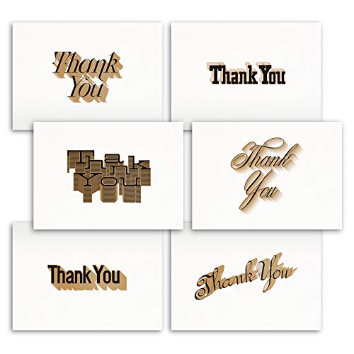 Hand Painted Watercolors Design Thank You Note Cards 48 Bulk - Lovely, Like Handmade Cards Box Set - Contains Blank Cards with Envelopes - 6 Special Designs by Papertopia