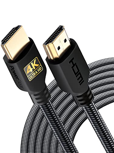 PowerBear 4K HDMI Cable 25 ft | High Speed, Braided Nylon & Gold Connectors, 4K @ 60Hz, Ultra HD, 2K, 1080P, ARC & CL3 Rated | for Laptop, Monitor, PS5, PS4, Xbox One, Fire TV, Apple TV & More