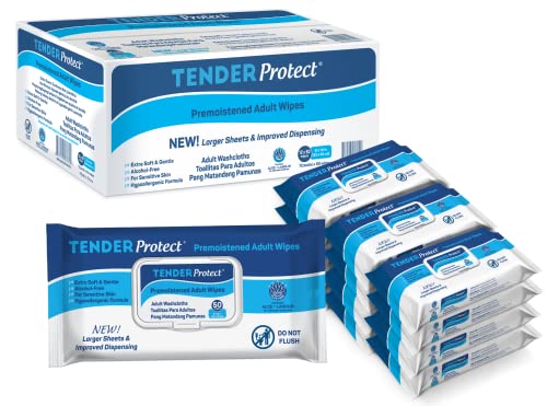Book Cover TENDERProtect® Adult Wipes with Aloe, Extra-Large Washcloth (9x12) for Incontinence and Personal Cleansing (600/Cs)