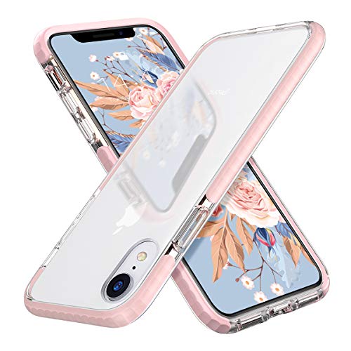 Book Cover MATEPROX iPhone XR Case Clear Thin Slim Anti-Yellow Anti-Slippery Anti-Scratches Cover Shockproof Bumper Case for iPhone XR 6.1''(Pink)