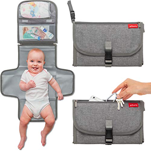 Portable Diaper Changing Pad Baby-Travel Changing Mat Changing Station | Slim Hygienic | Shower Gift | Memory Foam Pillow | Diaper Clutch by Groverly