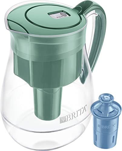 Book Cover Brita Longlast Monterey Water Filter Pitcher, Green, Large 10 Cup, 1 Count